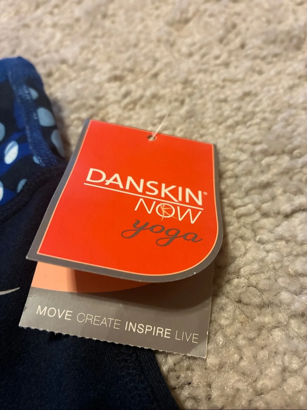 Reversible Danskin Now Yoga Navy Capri Leggings with Blue Patterned Waistband